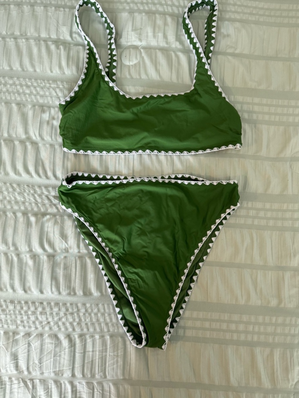Vici Green Crochet Trim Bikini Set